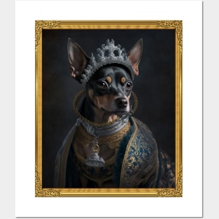 Black Mini Pinscher - Medieval Queen  (Framed) Posters and Art